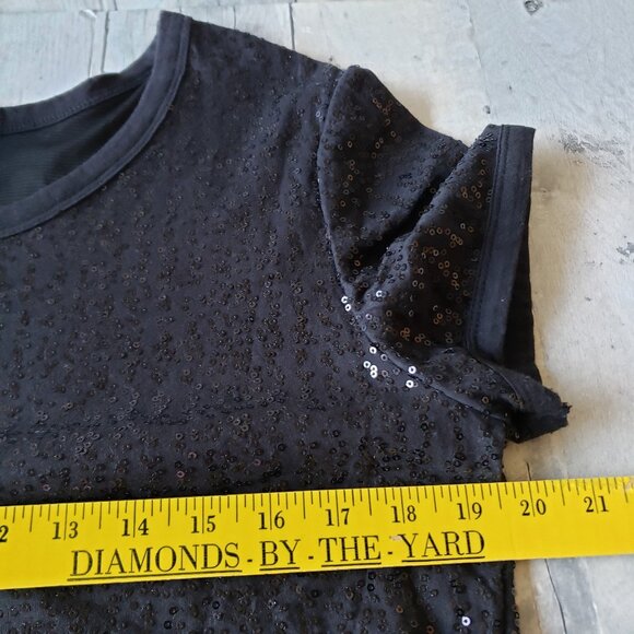 Cha Cha Vente Black Sequin Short Sleeve Tee-Shirt - Size XL - Picture 2 of 5